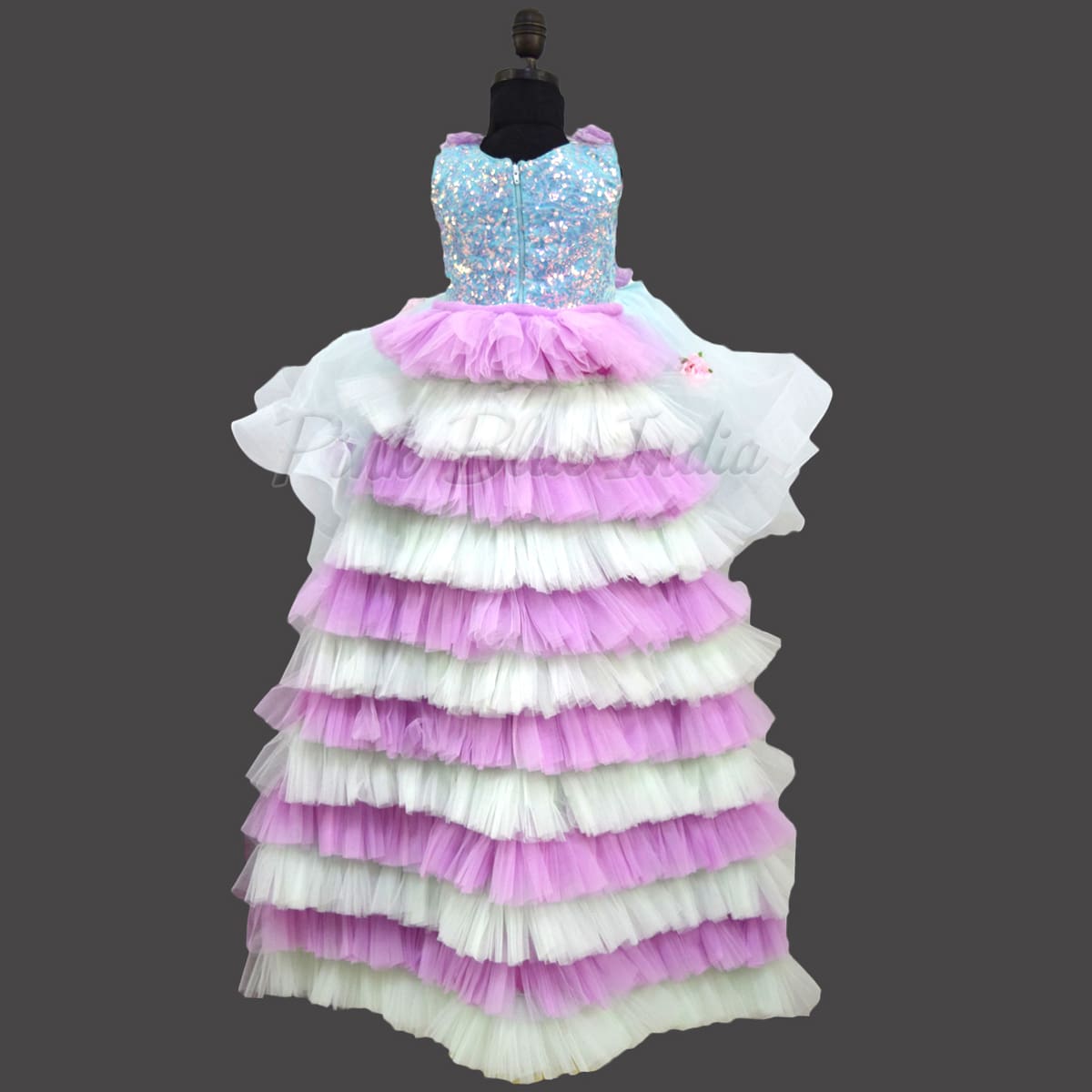 Detachable train birthday dress for baby girl elegant party wear cute gown