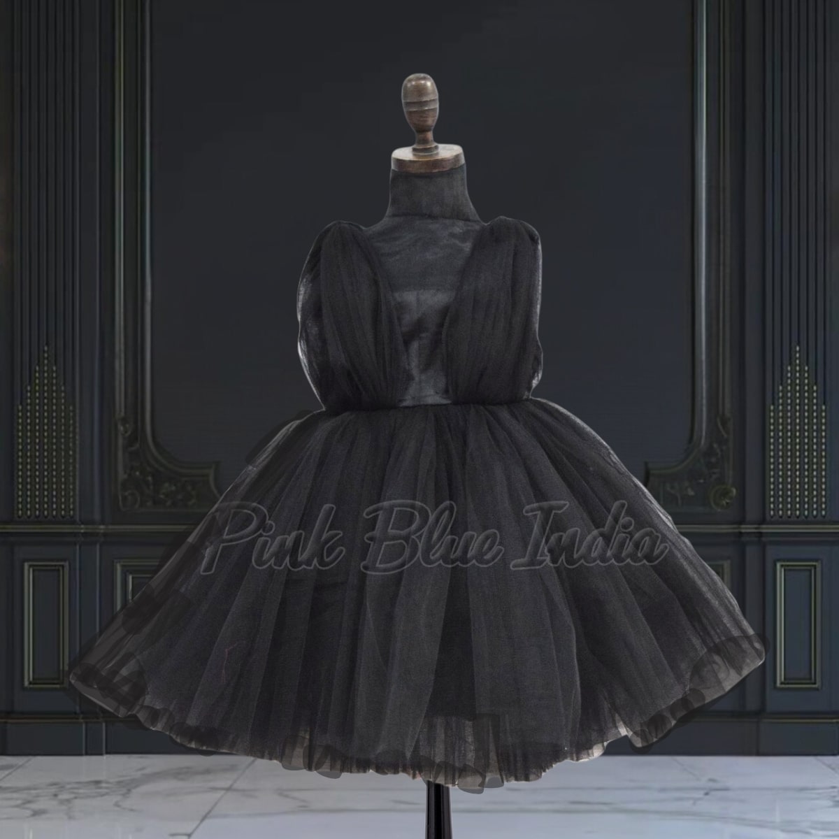 Cute black birthday party dress for baby girl, stylish festive wear gift idea