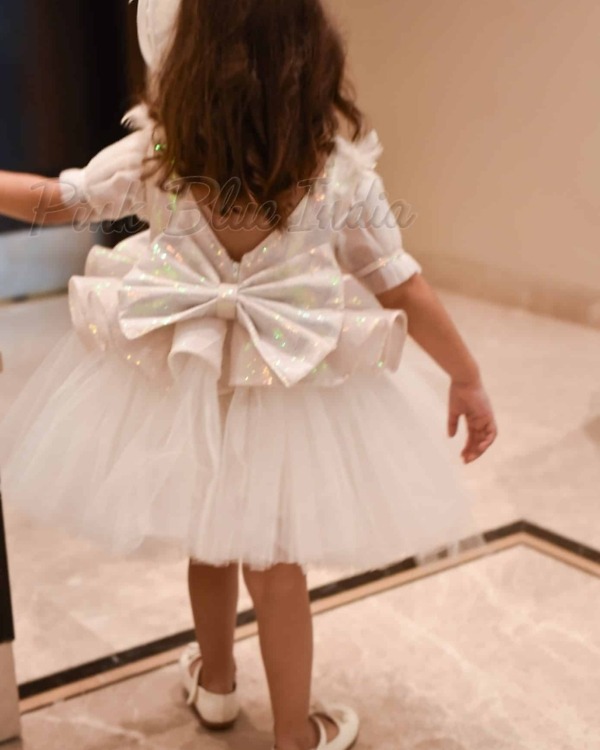 White peplum gown for girls birthday party wear chic modern stylish outfit