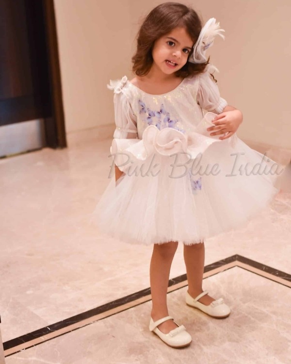 White peplum dress for girls birthday outfit stylish elegant party wear design