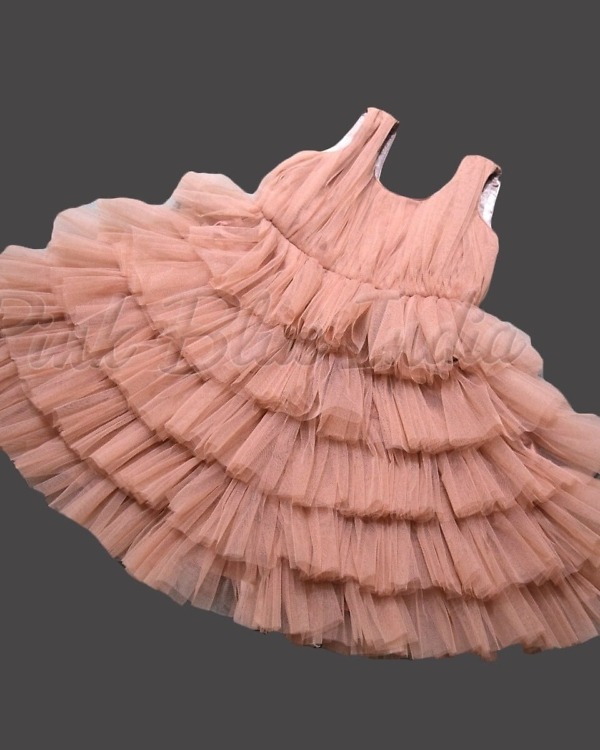 Baby girl knee length layered frock for birthday event, cute and elegant outfit