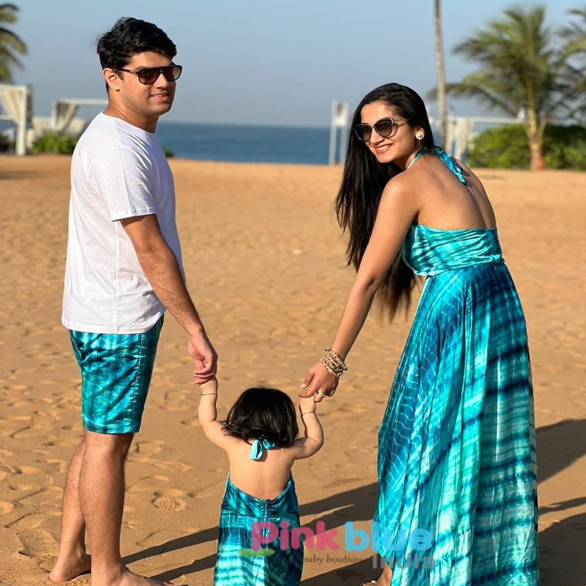Stylish family coordinated outfits for festive celebration matching elegant look