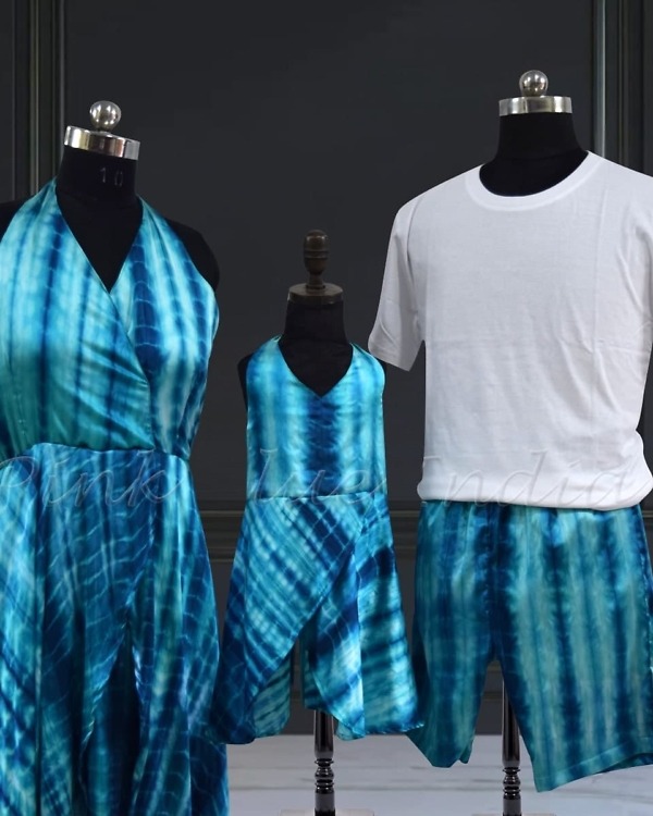 Matching family holiday outfits, stylish coordinated party wear set