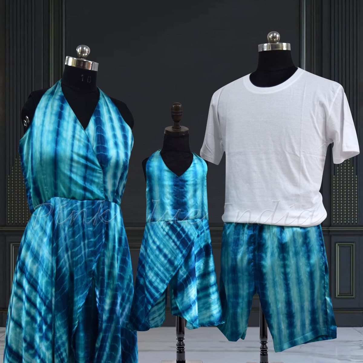 Matching family holiday outfits, stylish coordinated party wear set