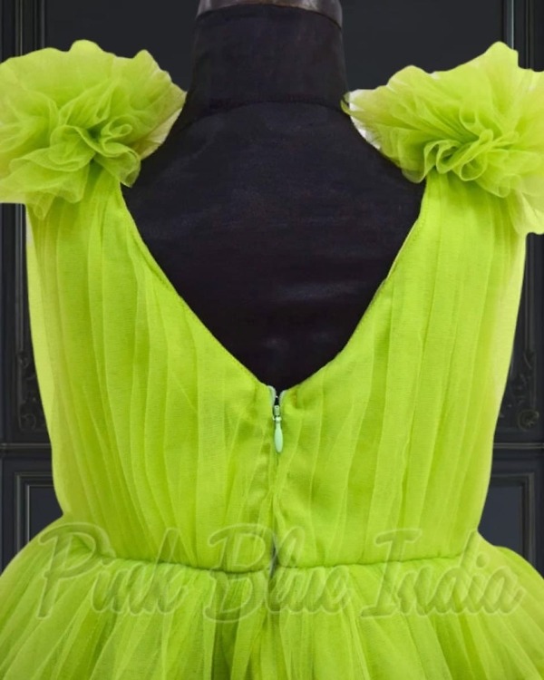 Green party wear dress for girls, stylish birthday celebration outfit