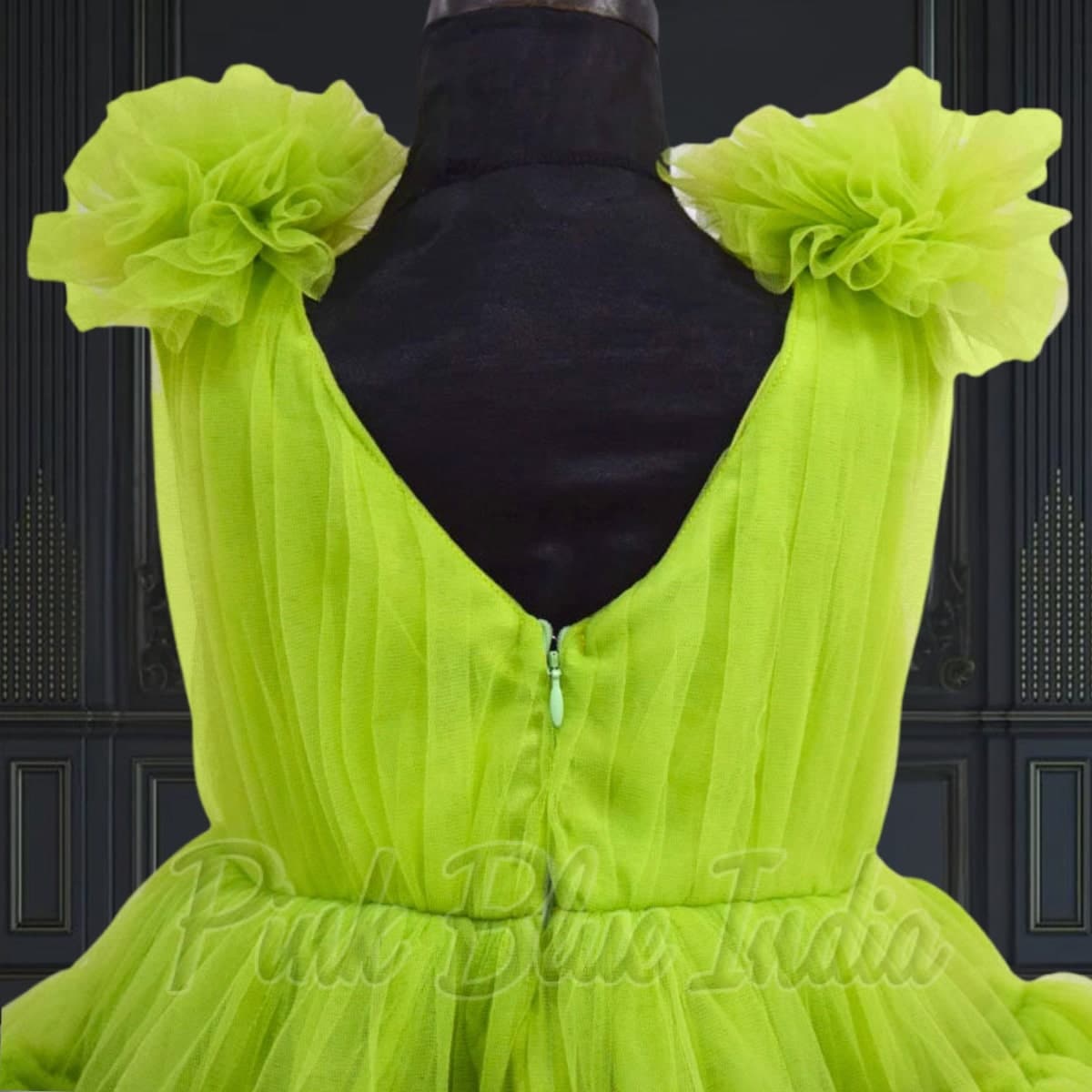 Green party wear dress for girls, stylish birthday celebration outfit
