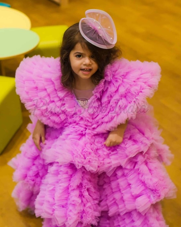 Lavender party gown for girls birthday outfit stylish layered occasion wear