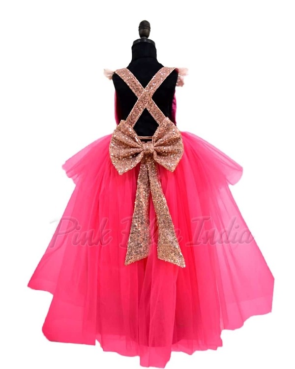 Pink high low dress for girls birthday party wear cute modern stylish look