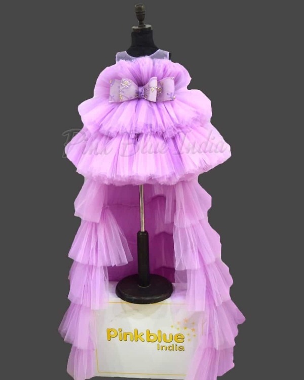 Girls long train gown for wedding birthday party elegant princess style outfit
