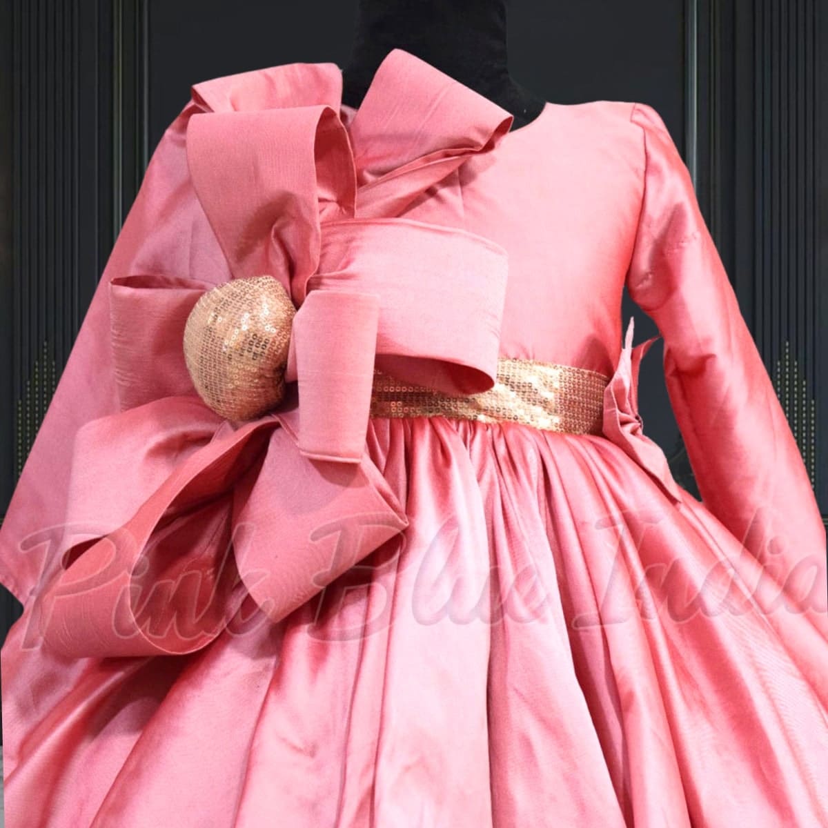 girls-peachish-pink-birthday-gown-with-bow