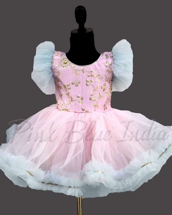Elegant pink party gown for girls birthday celebration cute princess outfit