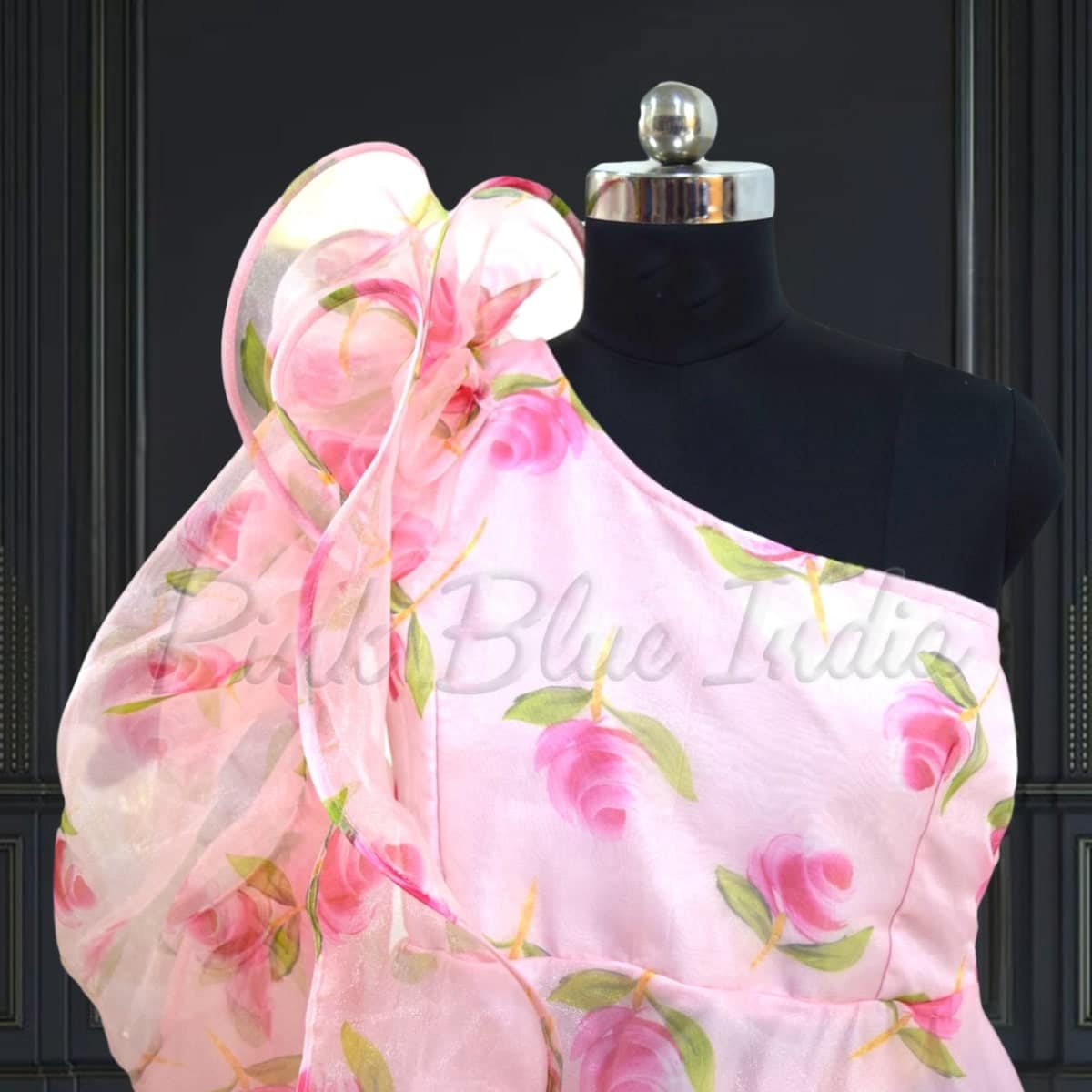 Pink floral one shoulder dress for baby girl, birthday party wear, cute stylish outfit