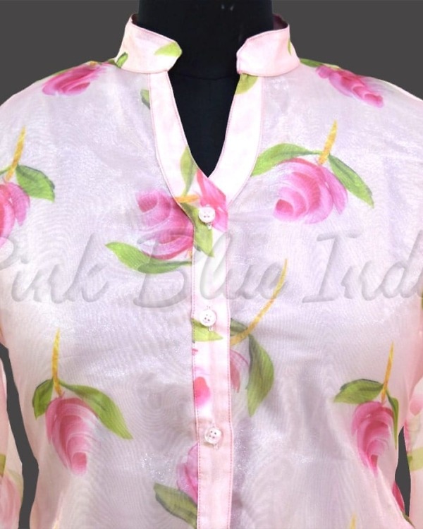 Pink floral organza top for girls stylish party wear festive outfit