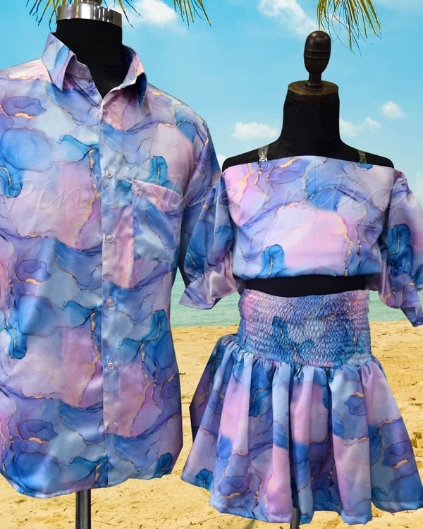 Coordinated family pool party outfits for holiday celebration stylish matching wear