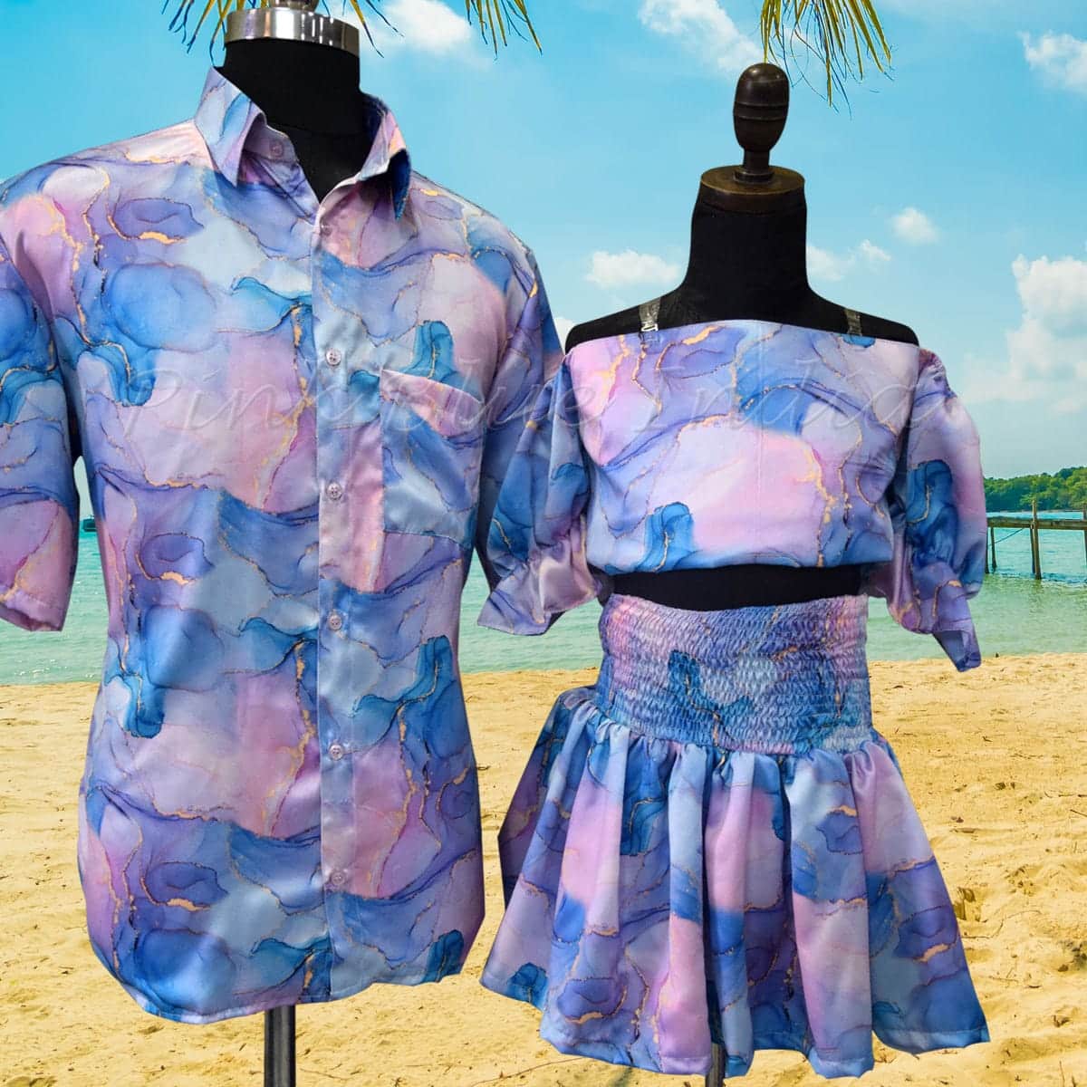 Coordinated family pool party outfits for holiday celebration stylish matching wear