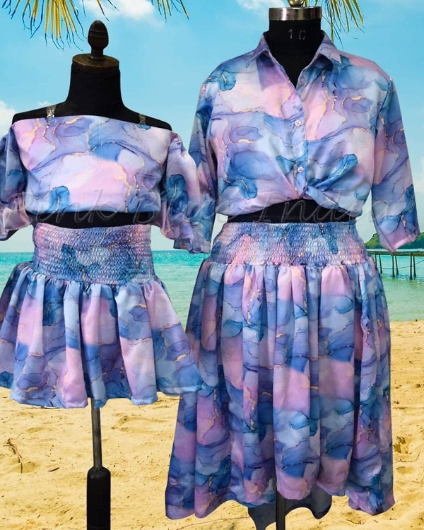 Family matching pool party outfits for vacation celebration stylish coordinated look