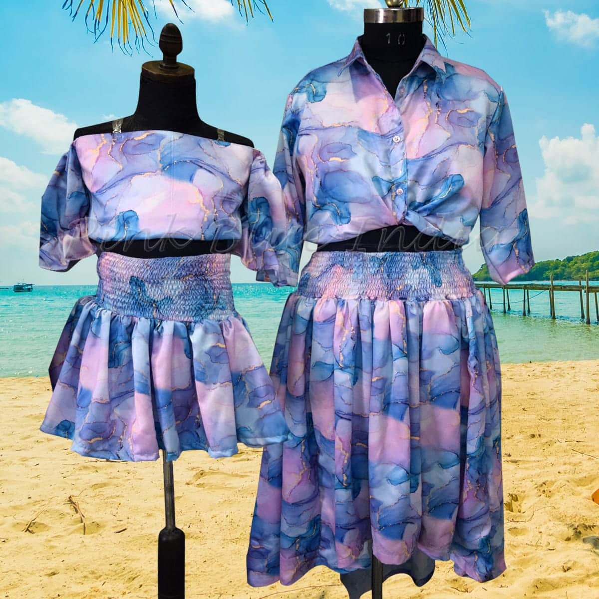 Family matching pool party outfits for vacation celebration stylish coordinated look