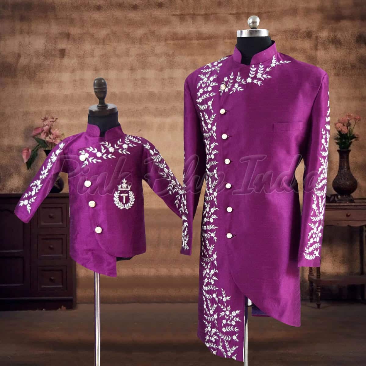 Indian wedding father son matching sherwani traditional stylish ethnic outfit