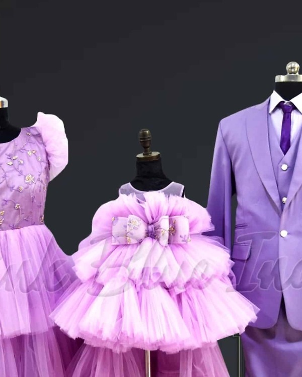 Lavender family combo matching outfits, stylish party wear set