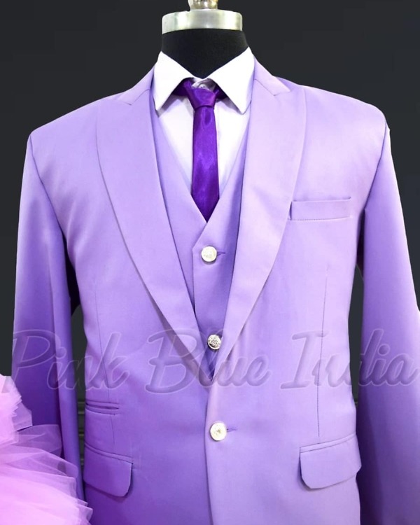 Lavender coordinated family outfits, elegant celebration wear