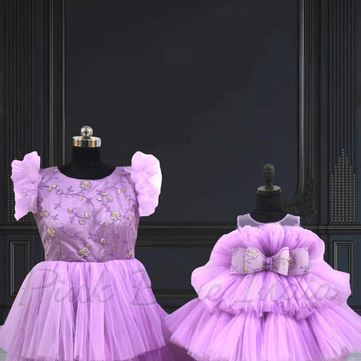 Mother daughter lavender coordinated outfit elegant combo by Pink Blue India