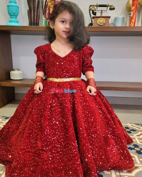 Elegant sequin ball gown for baby girl birthday party glamorous outfit