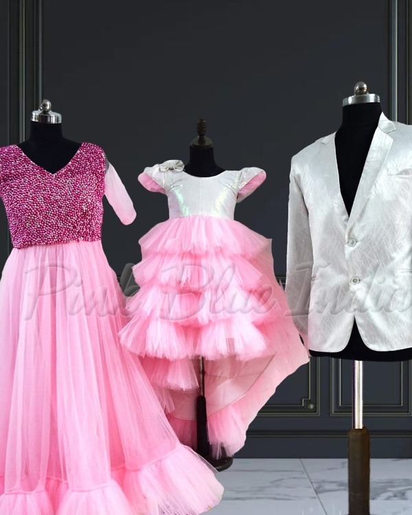 Family combo outfits for birthday party, stylish matching wear