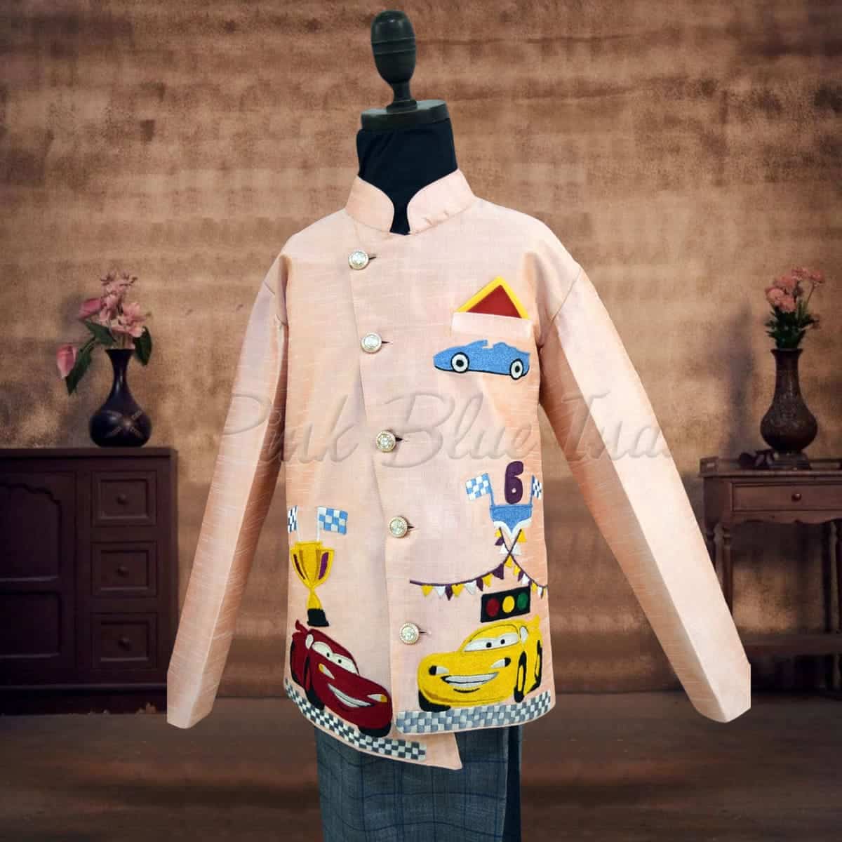 Boys car theme birthday dress mcqueen jacket pant set kids stylish party wear