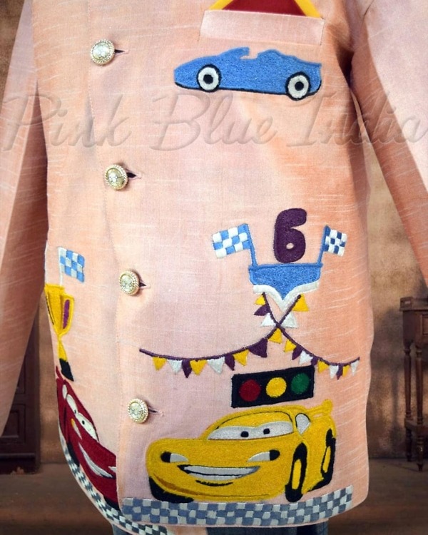 Mcqueen car theme birthday outfit boys jacket pant set kids party wear stylish look