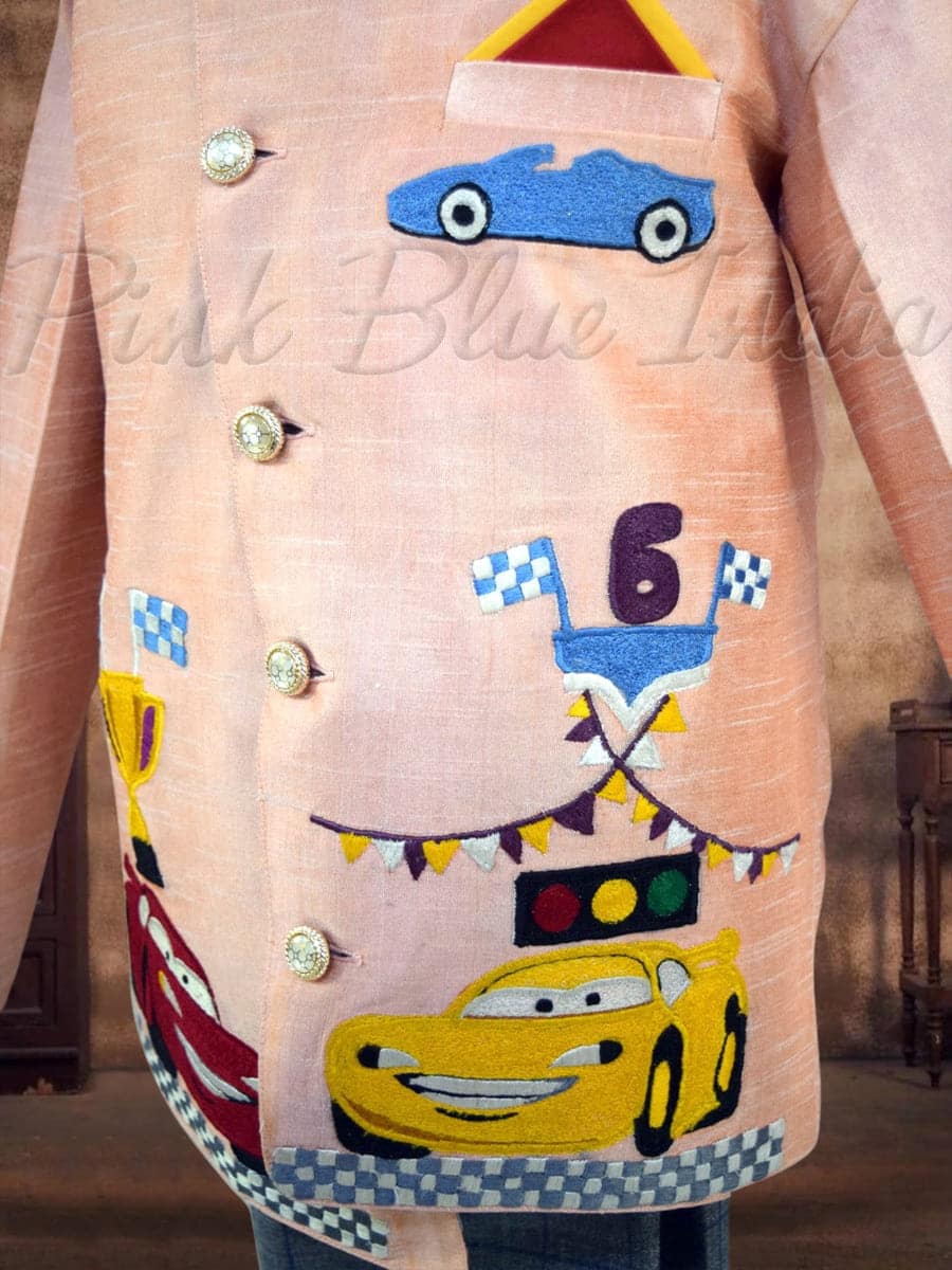 Mcqueen car theme birthday outfit boys jacket pant set kids party wear stylish look