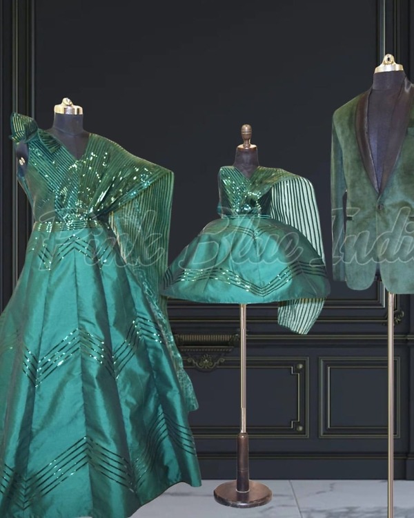 Family matching dress set for mom dad baby girl, celebration wear, elegant outfit