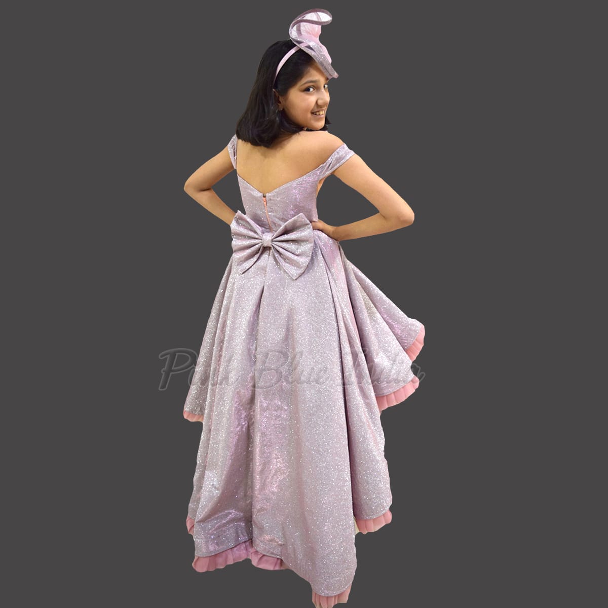 Pink off shoulder high low gown for girls birthday party stylish modern outfit