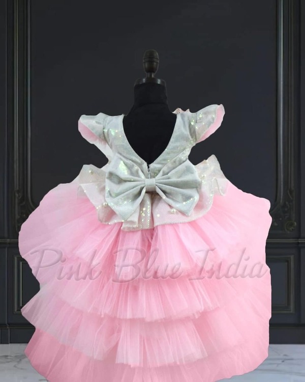 High low peplum pink dress for baby girl, birthday celebration outfit, cute stylish wear
