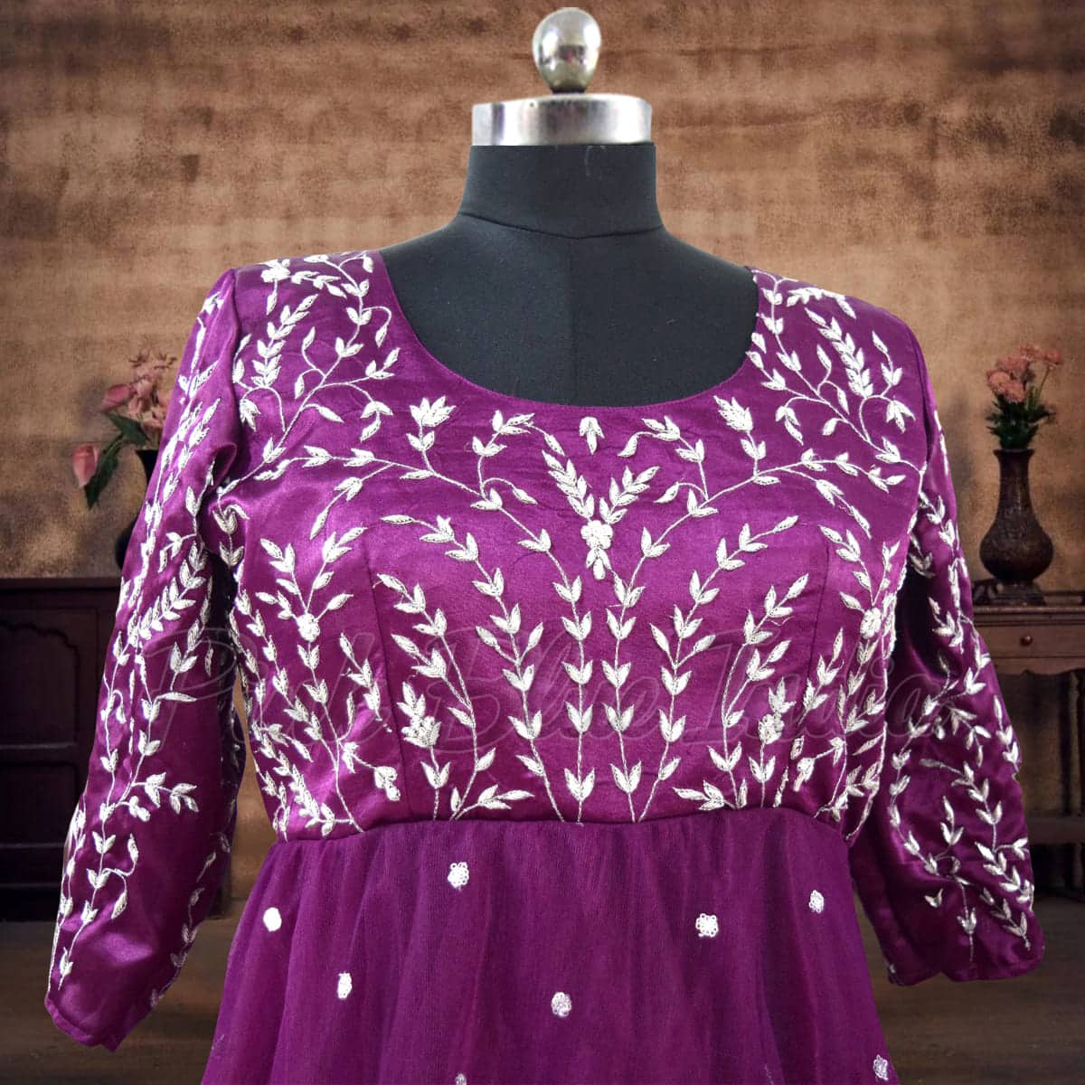 Mother daughter purple coordinated gown set wedding party wear stylish look