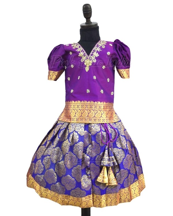 South style purple silk lehenga for baby girl wedding occasion elegant ethnic wear