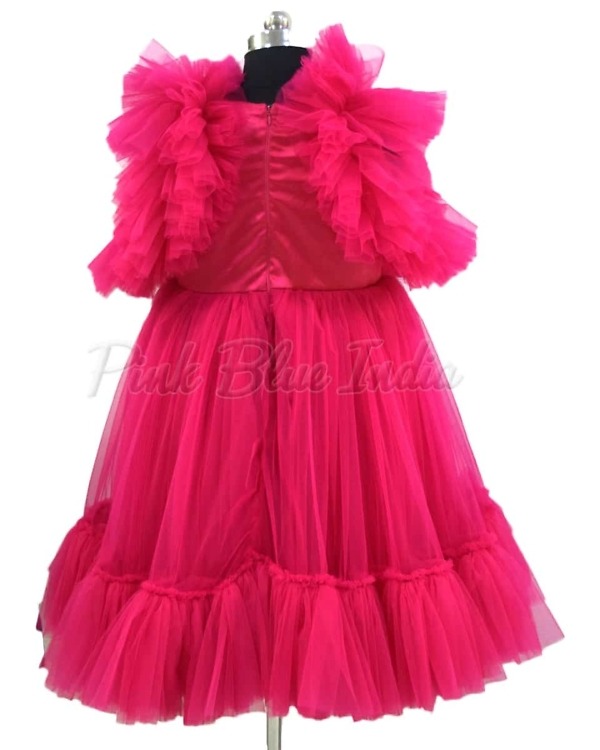Pink baby girl party gown for birthday celebration stylish soft princess dress