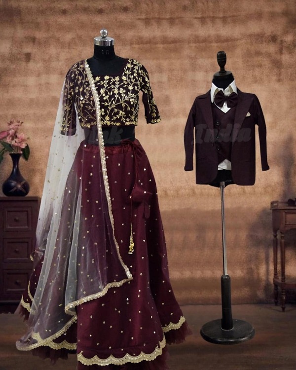 Mother son matching wedding outfit elegant coordinated look stylish family wear