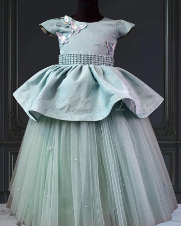 Beaded butterfly gown for baby girl, birthday celebration wear, cute stylish look