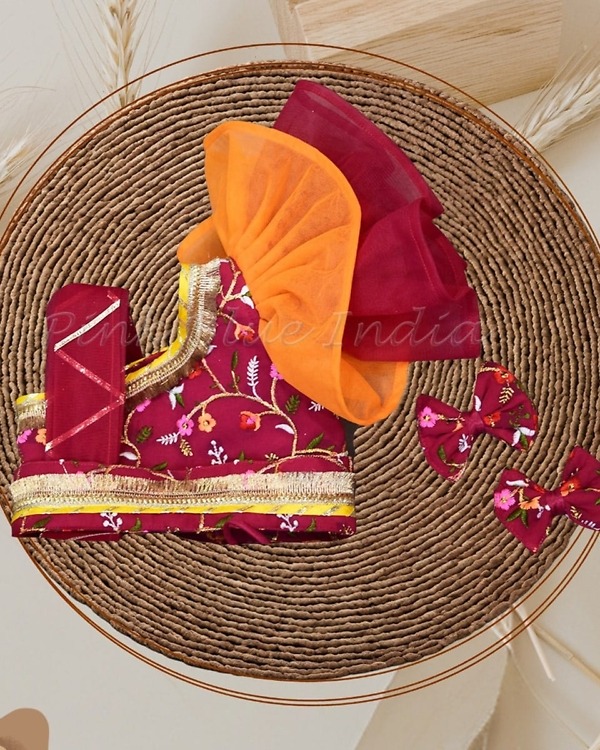 Baby girl pink lehenga with belt traditional wedding party outfit stylish