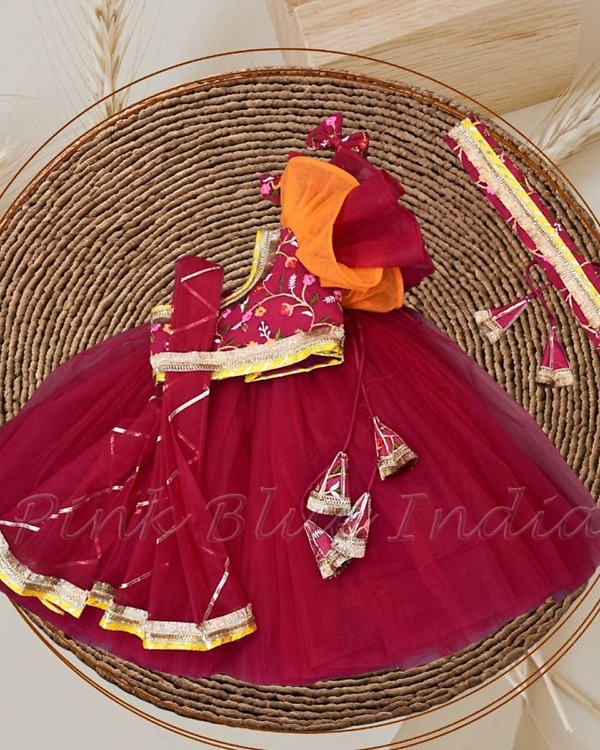 Pink lehenga choli set for baby girl festive wedding outfit elegant stylish