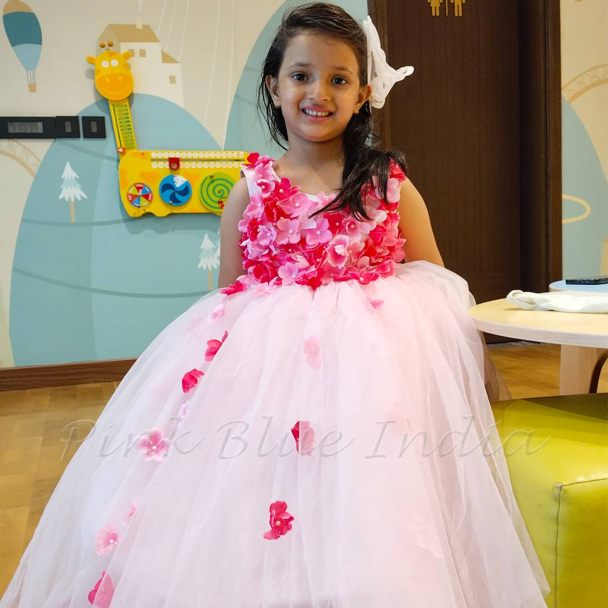 Baby girl pink tutu dress floral party wear birthday outfit soft elegant