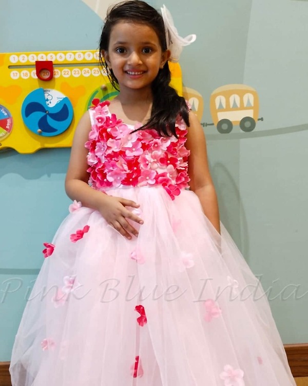 Baby girl pink floral tutu dress birthday party wear cute stylish outfit