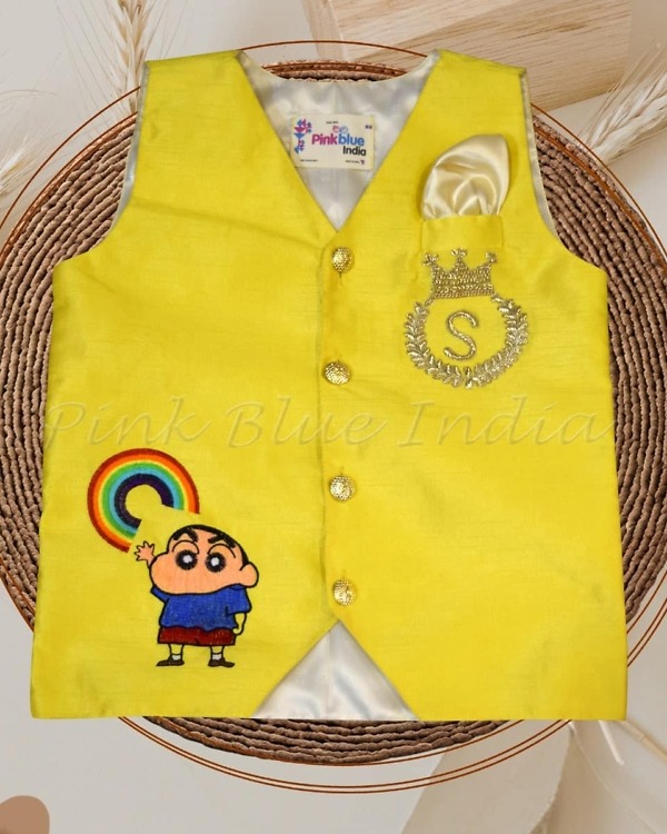 Cartoon Shinchan party outfit for baby boy birthday waistcoat set playful look