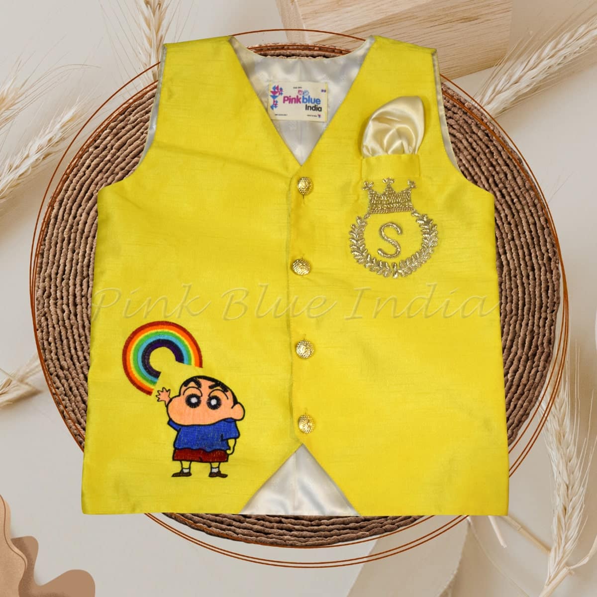 Cartoon Shinchan party outfit for baby boy birthday waistcoat set playful look