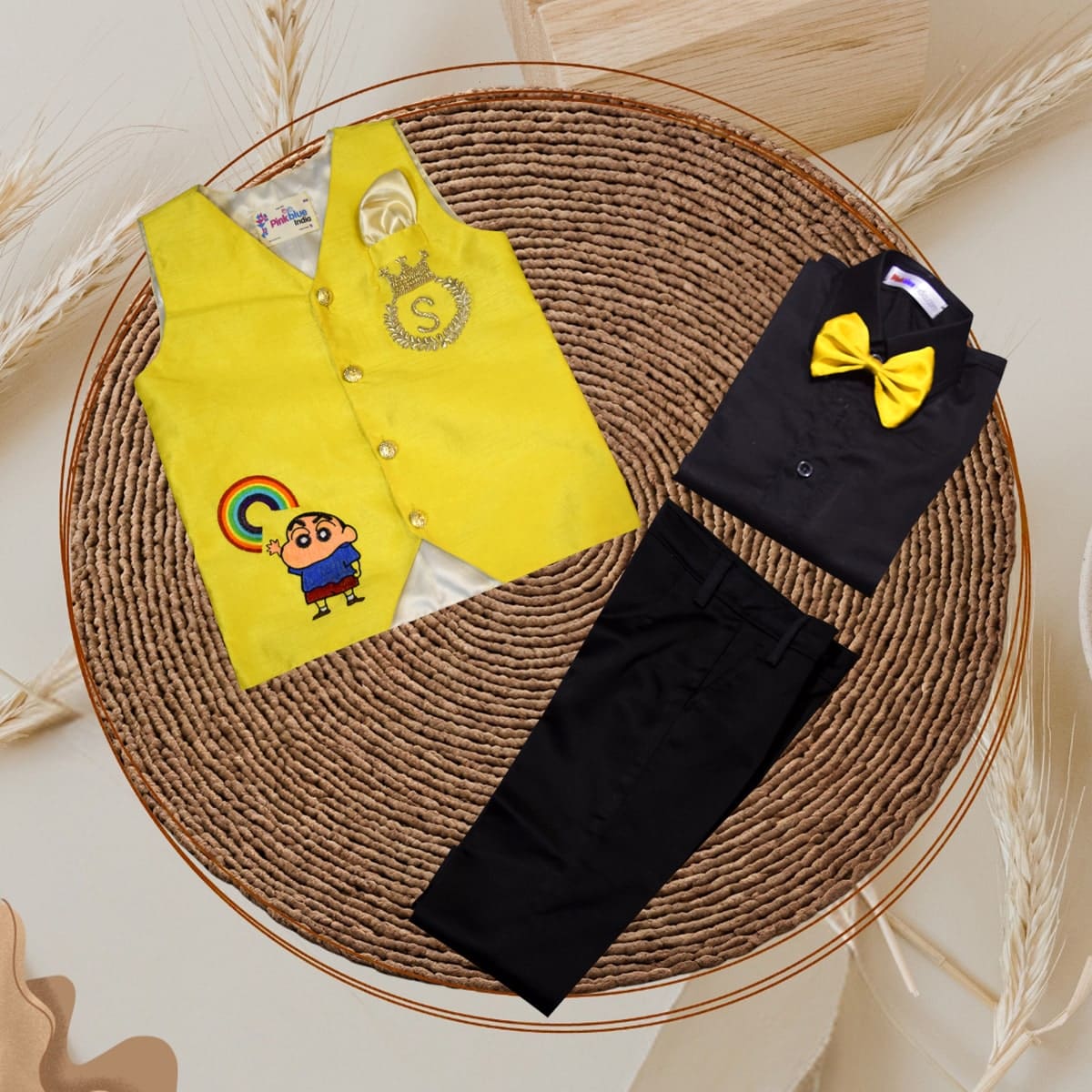 Shinchan birthday dress for baby boy printed waistcoat party wear cute style