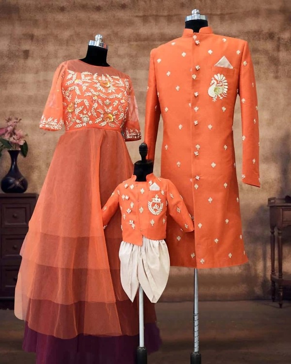 Family wedding party outfits coordinated stylish festive wear elegant look