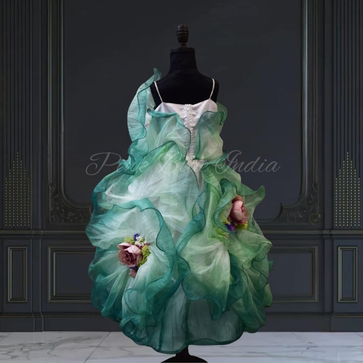 3D floral ombre gown for baby girl, birthday celebration wear, stylish outfit