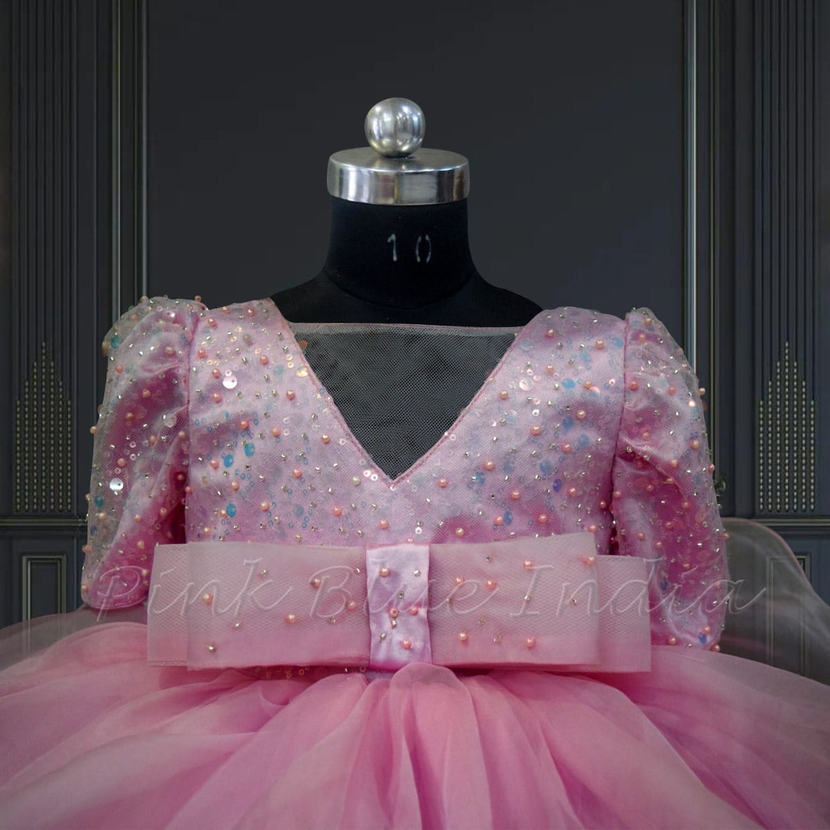 Pink knee length dress for baby girl birthday outfit elegant party wear