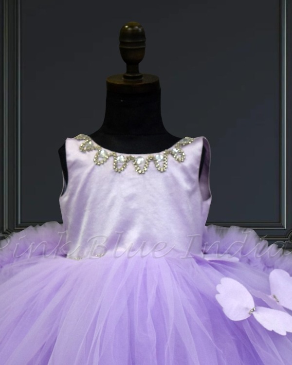 Baby girl butterfly gown with train birthday outfit colorful fancy party wear