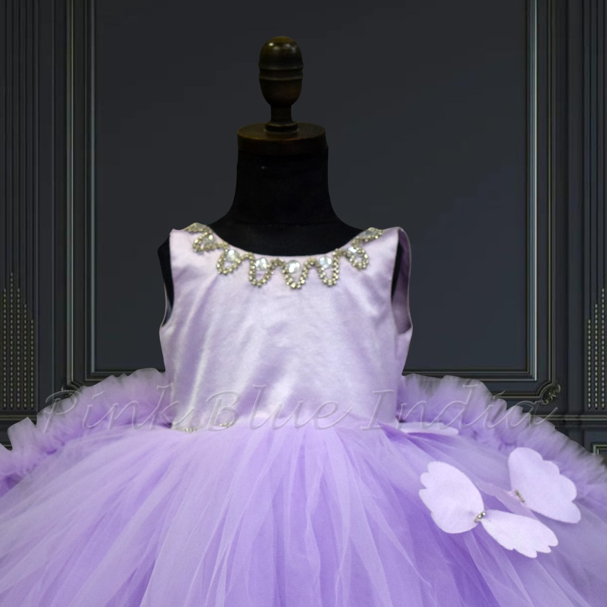 Baby girl butterfly gown with train birthday outfit colorful fancy party wear
